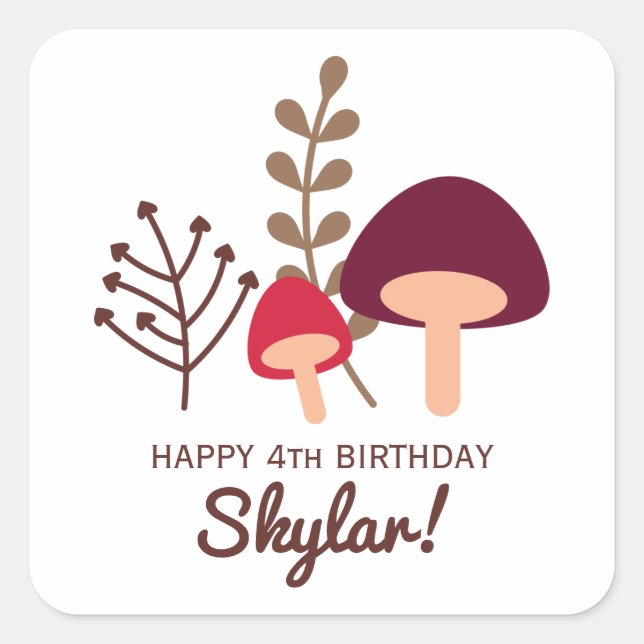 Sticker Carré Patch de champignon (Devant)