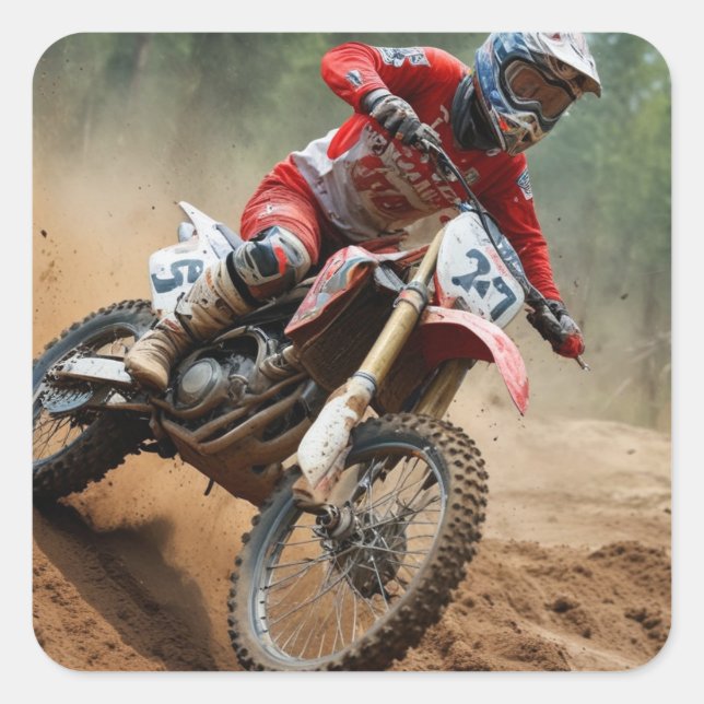 Sticker Carré Patch Motocross (Devant)