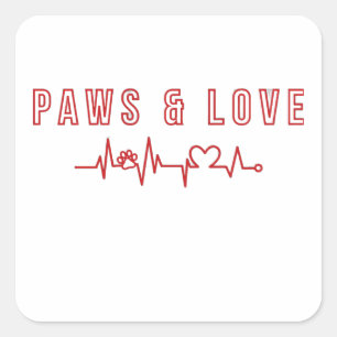 Sticker Carré Pâtes & Love Cute Pet Lover Typographie Amoureux d