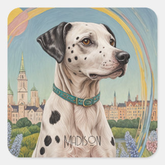 Sticker Carré Pâtes urbaines : Pastel Dalmation dans la ville