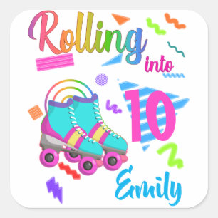 Sticker Carré Patinage Anniversaire Se Rouler Dans L'Anniversair