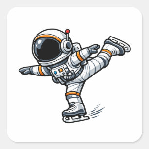 Sticker Carré Patinage Artistique Astronaute