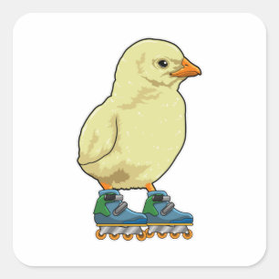 Sticker Carré Patinage en ligne avec patins en ligne