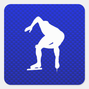 Sticker Carré Patineur de vitesse bleu