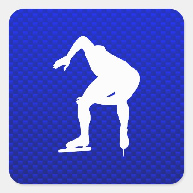 Sticker Carré Patineur de vitesse bleu (Devant)