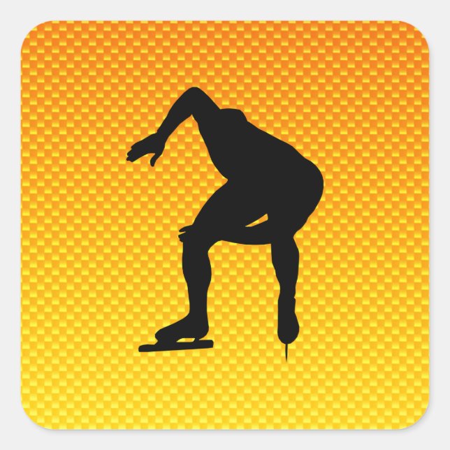 Sticker Carré Patineur de vitesse orange jaune (Devant)