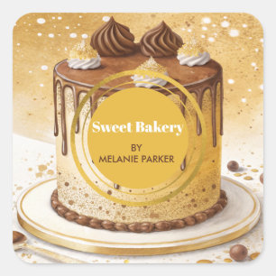 Sticker Carré pâtisserie aquarelle