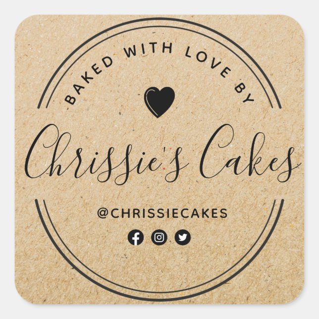 Sticker Carré pâtisserie sur mesure lettrage kraft (Devant)