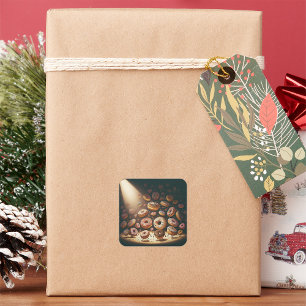 Sticker Carré Pâtisserie Surréaliste des Doughnuts Danseurs