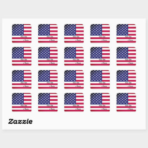 Sticker Carré Patriotique USA & drapeau américain, vacances / sp