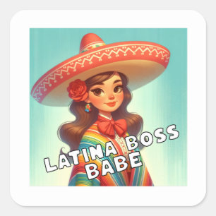 Sticker Carré Patronne Latine Entrepreneur Latinx Entreprise Pro