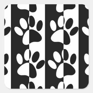Sticker Carré Patrouilles Et Rayures De Chien Noir Et Blanc