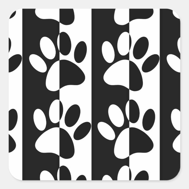 Sticker Carré Patrouilles Et Rayures De Chien Noir Et Blanc (Devant)
