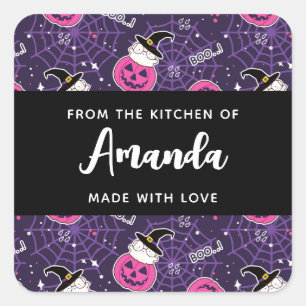 Sticker Carré Patters de Cute Cats et Pumkins