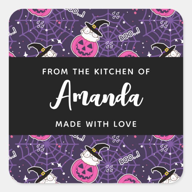 Sticker Carré Patters de Cute Cats et Pumkins (Devant)