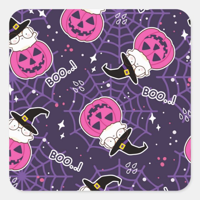 Sticker Carré Patters de Cute Cats et Pumkins (Devant)