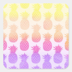 Sticker Carré Patters de Girly Topical Rainbow Summer Pineapples