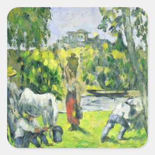 Sticker Carré Paul Cezanne Life in the Fields, c.1875 (huile s