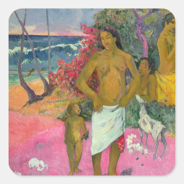 Sticker Carré Paul Gauguin | A Walk by the Sea, 1902 (Devant)