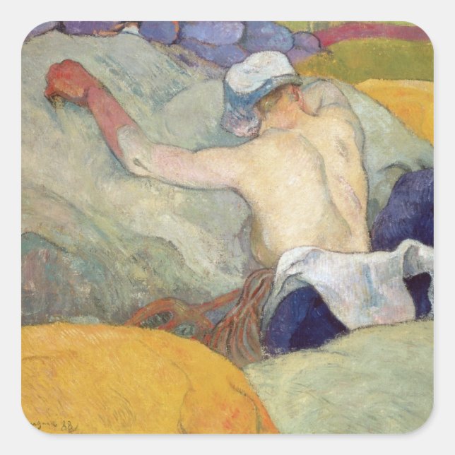 Sticker Carré Paul Gauguin | Dans la Chaleur, ou Les Cochons, 18 (Devant)