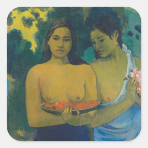 Sticker Carré Paul Gauguin - Deux femmes tahitiennes