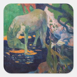 Sticker Carré Paul Gauguin - Le Cheval blanc