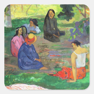 Sticker Carré Paul Gauguin   Les Parau Parau, ou Conversation,