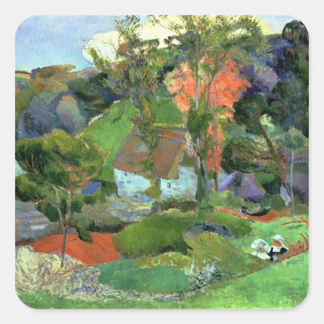 Sticker Carré Paul Gauguin | Paysage à Pont Aven, 1888 (Devant)