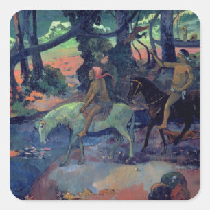 Sticker Carré Paul Gauguin   The Escape, The Ford, 1901
