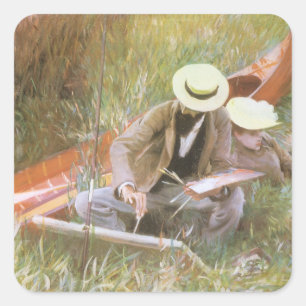 Sticker Carré Paul Helleu esquissant avec sa femme par JS Sargen