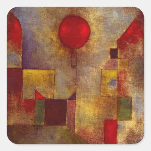Sticker Carré Paul Klee Ballons rouges Art coloré Abstrait