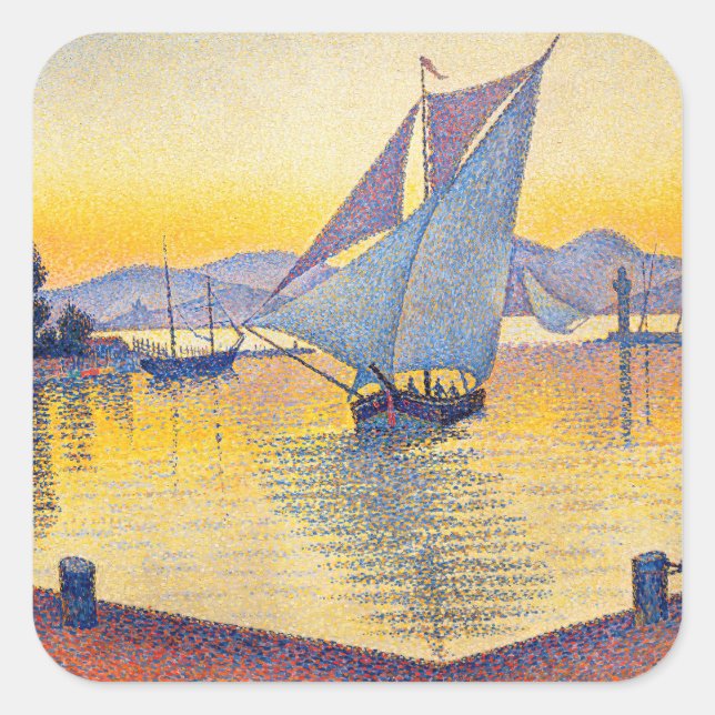 Sticker Carré Paul Signac - Le Port au coucher du soleil, Opus 2 (Devant)