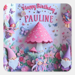 Sticker Carré PAULINE ~ JEUX ANNIVERSAIRE ~ Fairy Tale ~