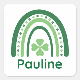 Sticker Carré Pauline Nom Clover Boho Rainbow