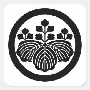 Sticker Carré Paulownia with 5&3 blooms in circle