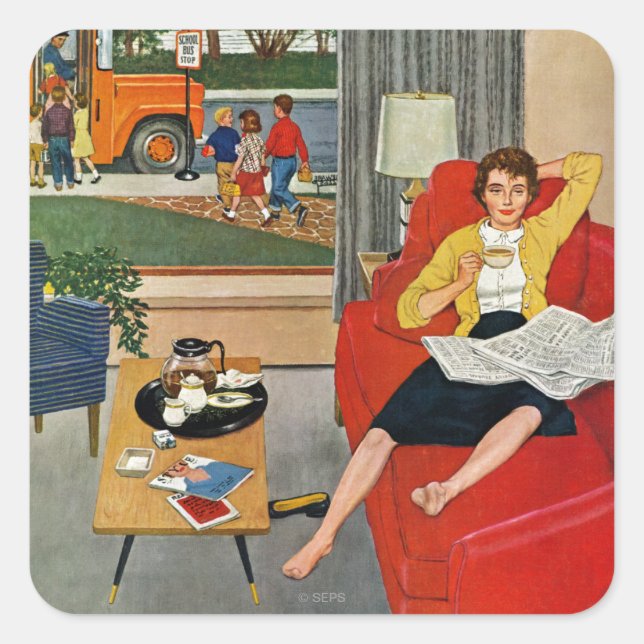 Sticker Carré Pause café du matin (Devant)