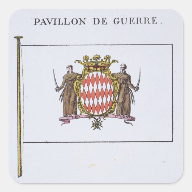 Sticker Carré Pavillon de Guerre, détail des drapeaux de Monaco (Devant)