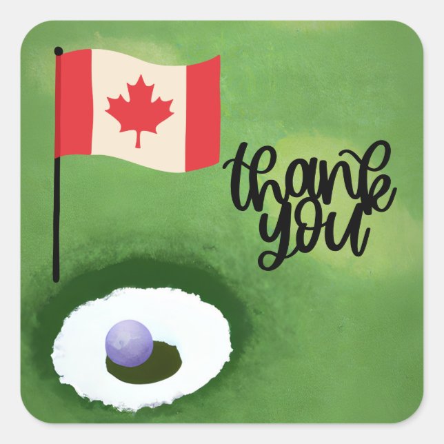 Sticker Carré Pavillon et balle de Golf Canada pour golfeur merc (Devant)
