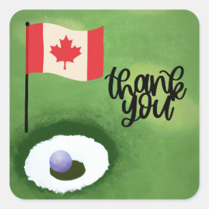 Sticker Carré Pavillon et balle de Golf Canada pour golfeur merc