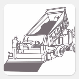Sticker Carré Paving Truck Outline