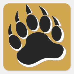 Sticker Carré Paw d'ours gris avec effet 3D sur le dos Brown -St