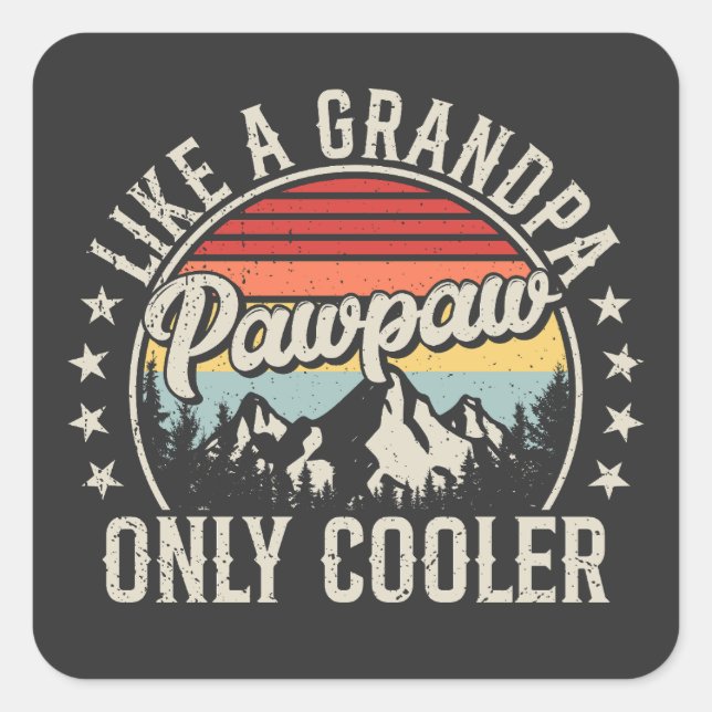 Sticker Carré Pawpaw comme un grand-père seul Glacière rétro (Devant)