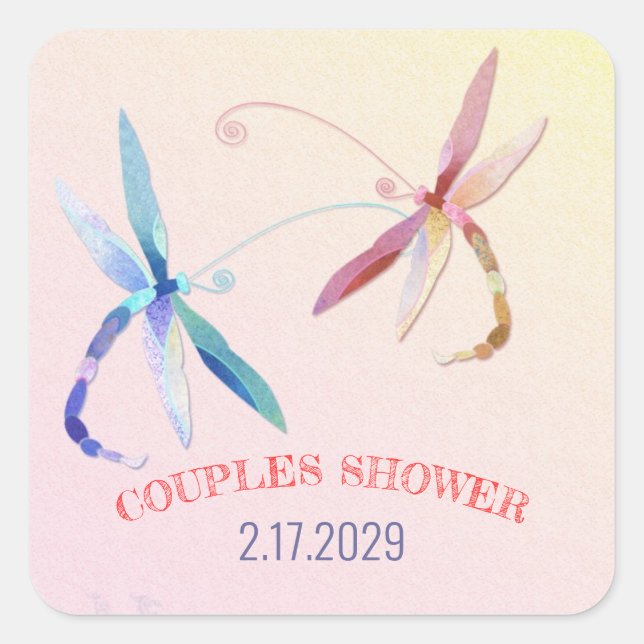 Sticker Carré Pays Dragonfly Mariage Couples Douche (Devant)