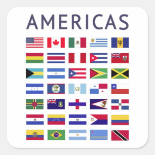 Sticker Carré Pays Flags Amériques National Flags Amérique