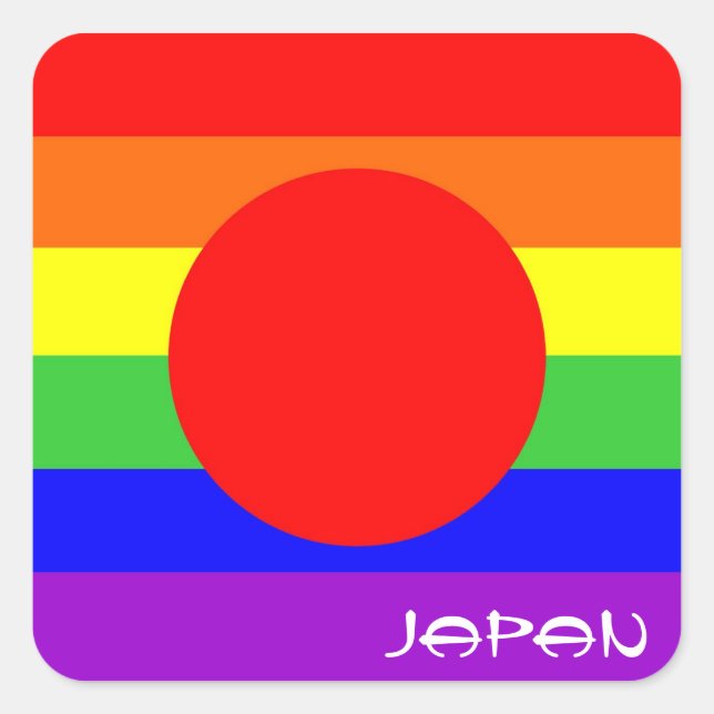 Sticker Carré pays japonais gay fier arc-en-ciel drapeau homosex (Devant)