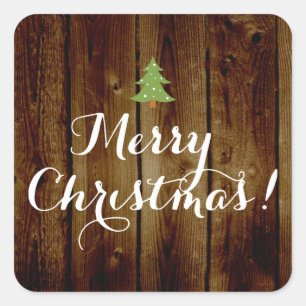 Sticker Carré Pays Vintage Bois Joyeux Noël