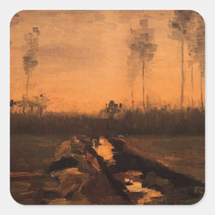 Sticker Carré Paysage au crépuscule par Vincent van Gogh