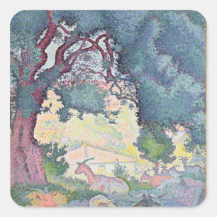 Sticker Carré Paysage avec chèvres, 1895