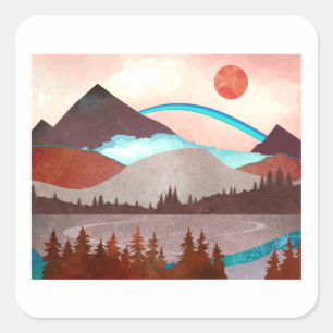 Sticker Carré Paysage Blue Rainbow