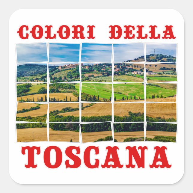 Sticker Carré Paysage "Couleurs de Toscane". Carreau de palettes (Devant)